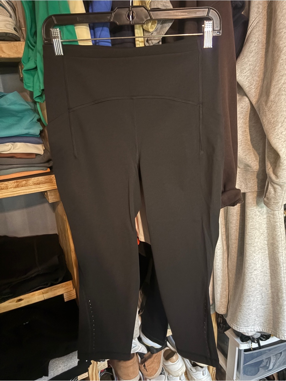 lululemon athletica Black High-Rise Capri Leggings with Perforated Hem
